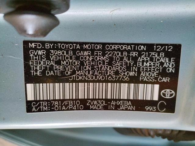 Photo 10 from auction – 2013 TOYOTA PRIUS with VIN JTDKN3DU9D1637736