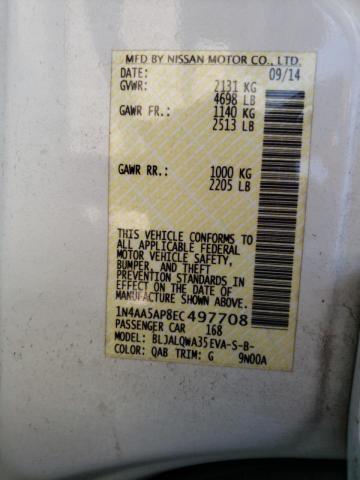 Photo 10 from auction – 2014 NISSAN MAXIMA S with VIN 1N4AA5AP8EC497708