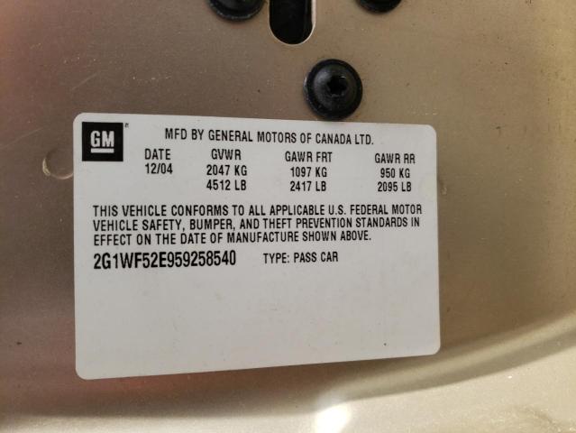 Photo 10 from auction – 2005 CHEVROLET IMPALA with VIN 2G1WF52E959258540