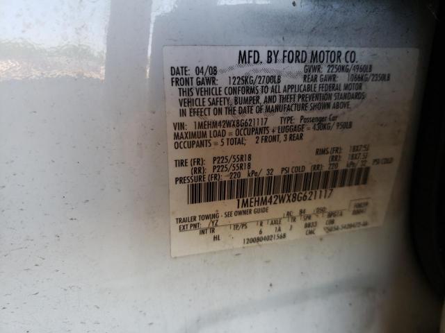 Photo 10 from auction – 2008 MERCURY SABLE PREM with VIN 1MEHM42WX8G621117
