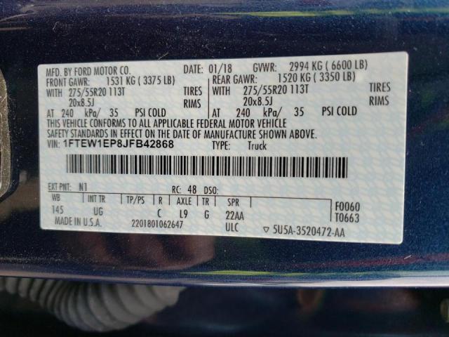 Photo 10 from auction – 2018 FORD F150 SUPER with VIN 1FTEW1EP8JFB42868