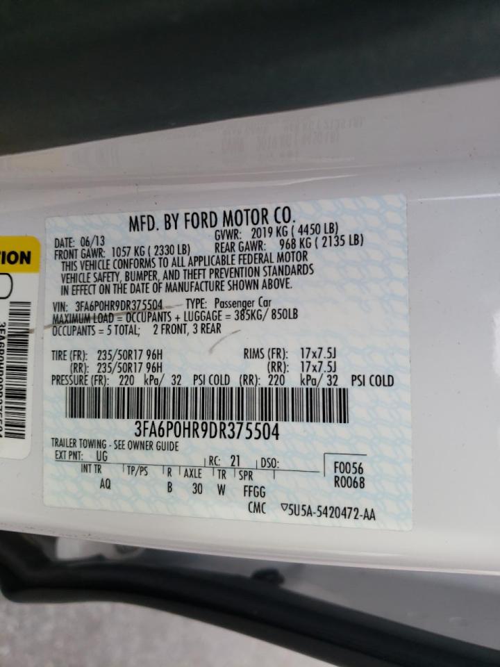 Photo 10 from auction – 2013 FORD FUSION SE with VIN 3FA6P0HR9DR375504