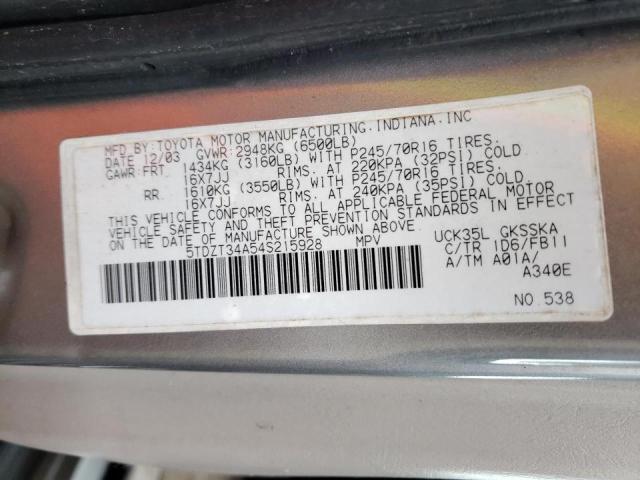 Photo 10 from auction – 2004 TOYOTA SEQUOIA with VIN 5TDZT34A54S215928