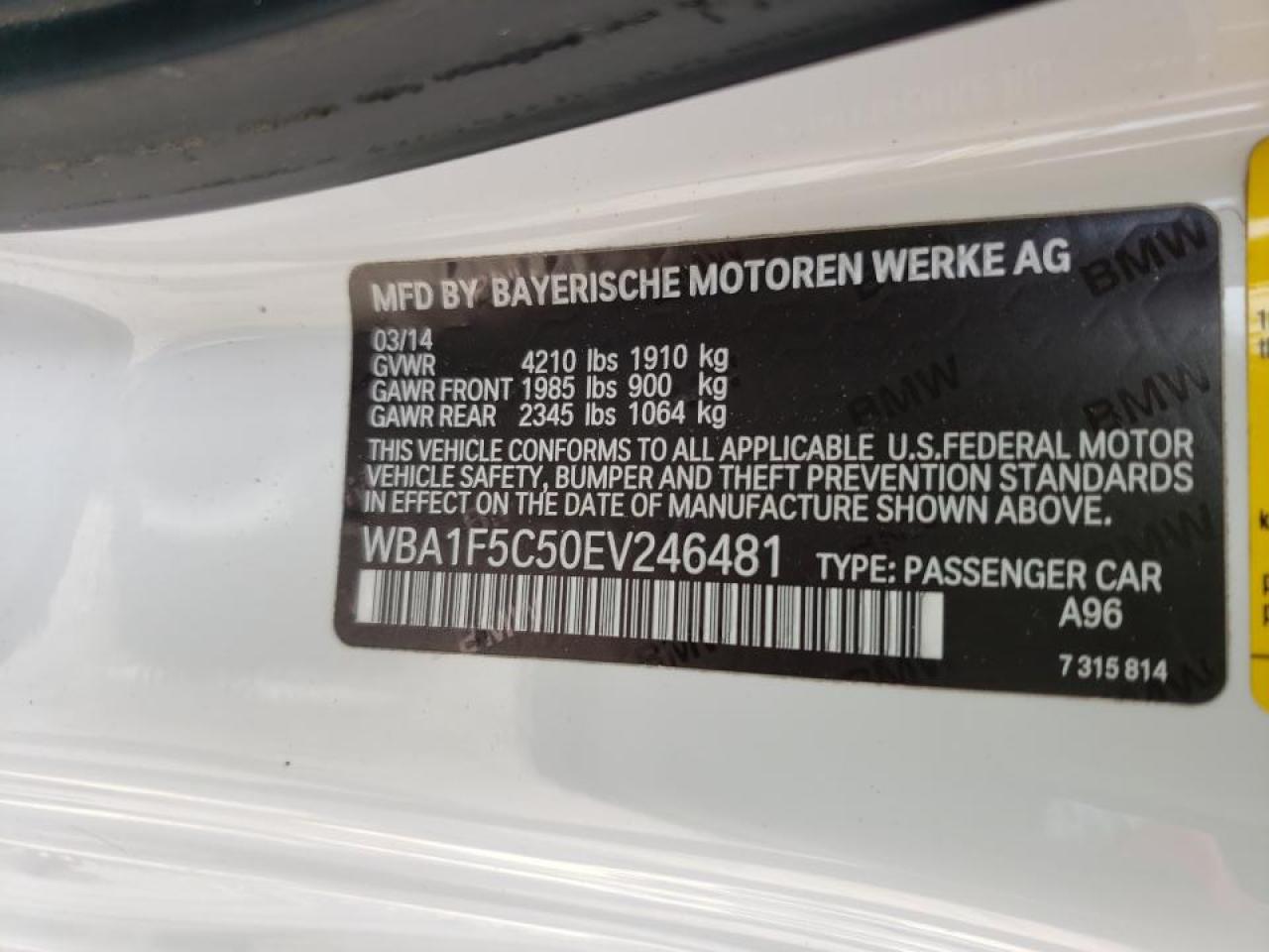 Photo 10 from auction – 2014 BMW 228 I with VIN WBA1F5C50EV246481