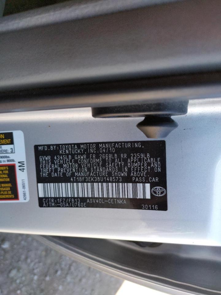 Photo 10 from auction – 2011 TOYOTA CAMRY BASE with VIN 4T1BF3EK3BU148573