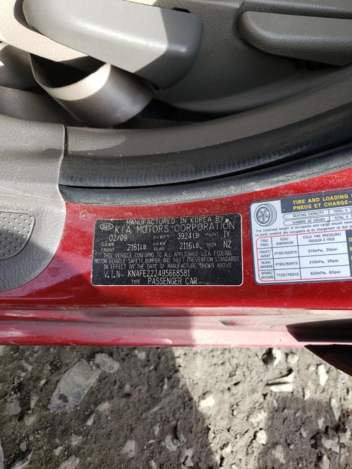 Photo 10 from auction – 2009 KIA SPECTRA EX with VIN KNAFE222495668581