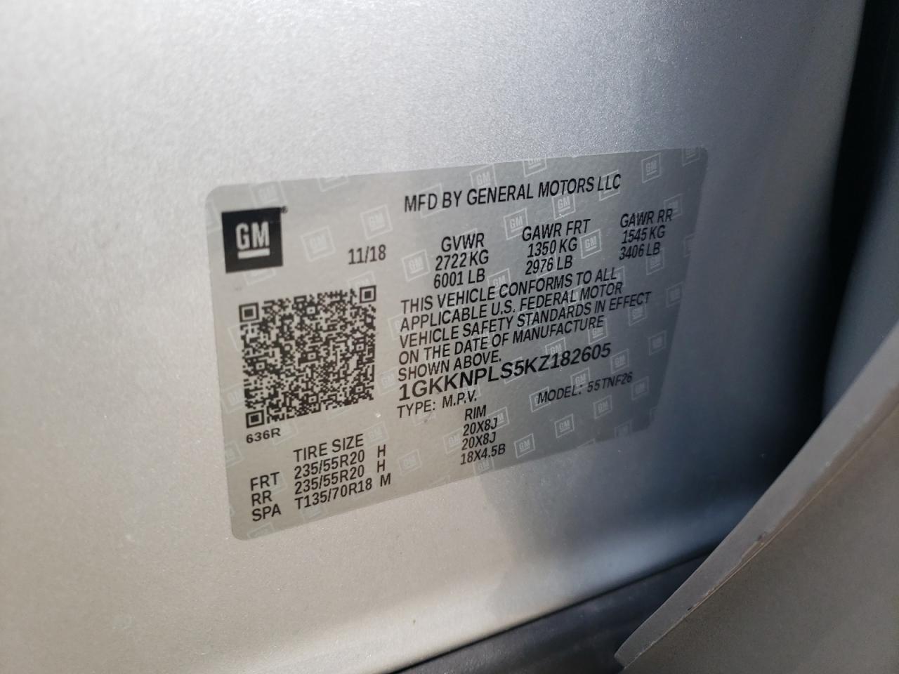 Photo 10 from auction – 2019 GMC ACADIA DEN with VIN 1GKKNPLS5KZ182605