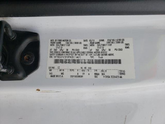 Photo 10 from auction – 2015 FORD F150 SUPER with VIN 1FTEX1C81FKD21406