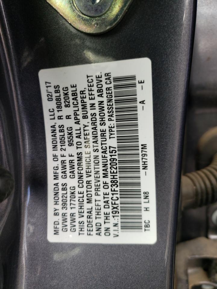 Photo 10 from auction – 2017 HONDA CIVIC EX with VIN 19XFC1F38HE209157