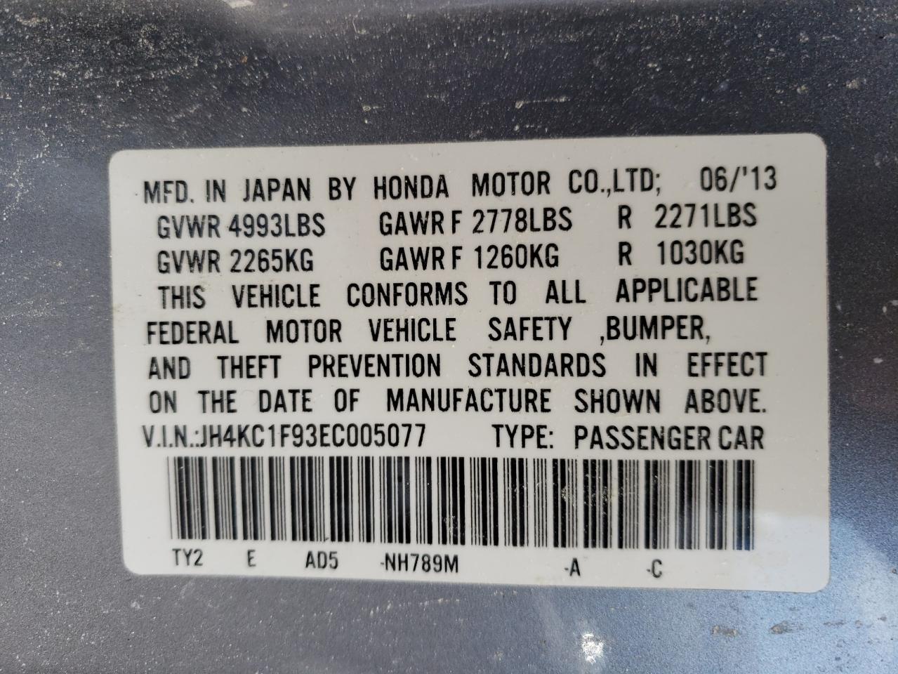 Photo 10 from auction – 2014 ACURA RLX ADVANC with VIN JH4KC1F93EC005077