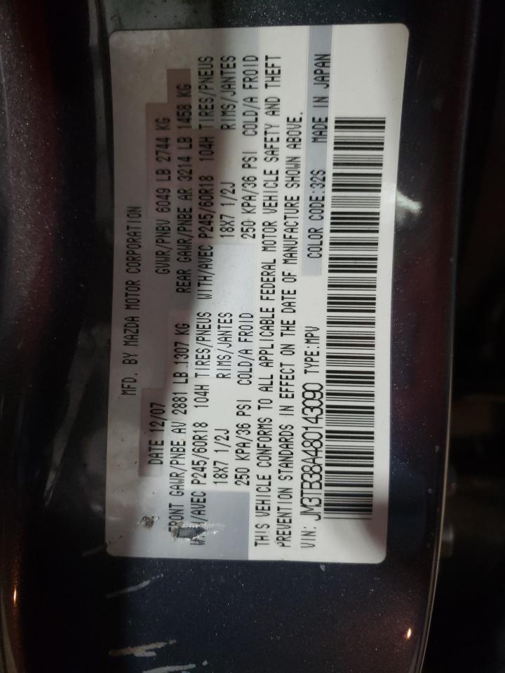 Photo 10 from auction – 2008 MAZDA CX-9 with VIN JM3TB38A480143090