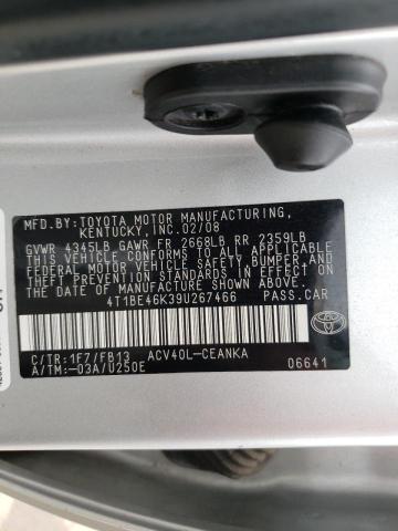 Photo 10 from auction – 2009 TOYOTA CAMRY BASE with VIN 4T1BE46K39U267466