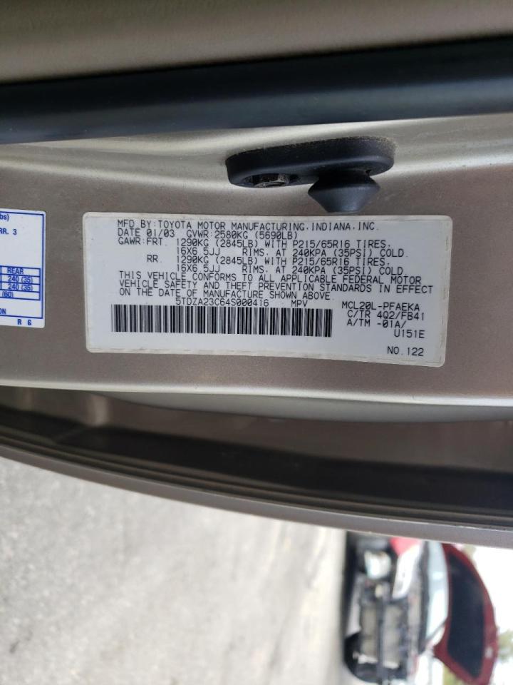 Photo 10 from auction – 2004 TOYOTA SIENNA CE with VIN 5TDZA23C64S000416