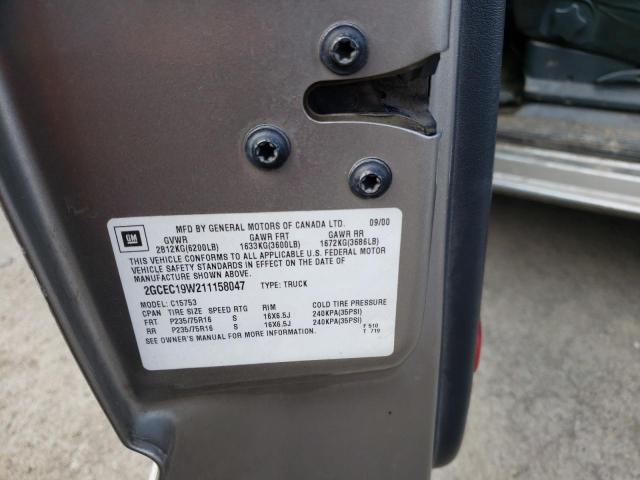 Photo 10 from auction – 2001 CHEVROLET SILVERADO with VIN 2GCEC19W211158047