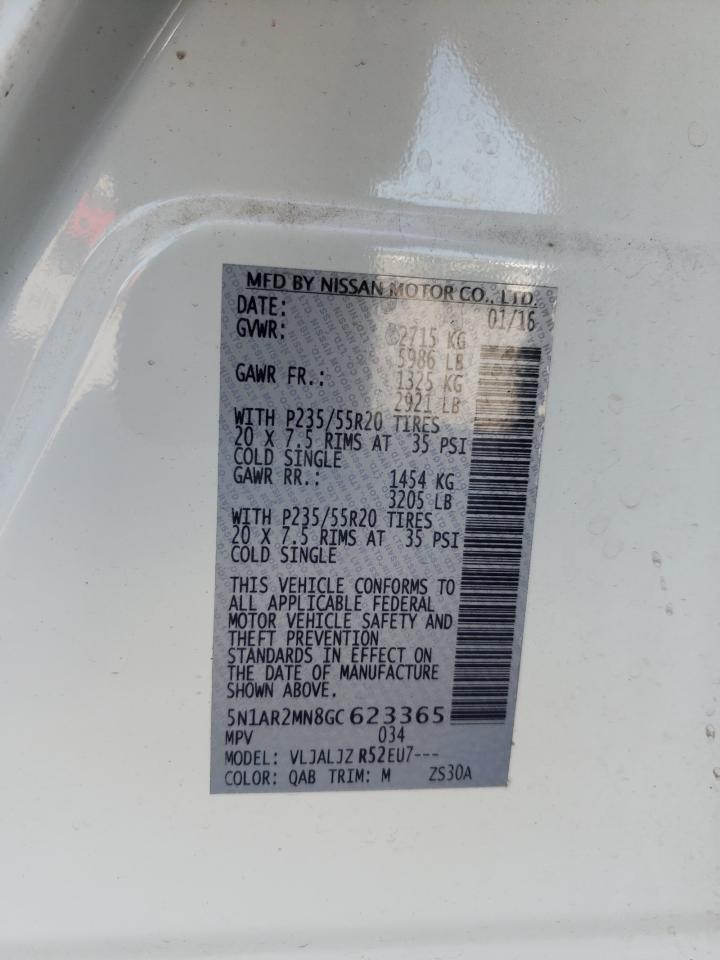 Photo 10 from auction – 2016 NISSAN PATHFINDER with VIN 5N1AR2MN8GC623365