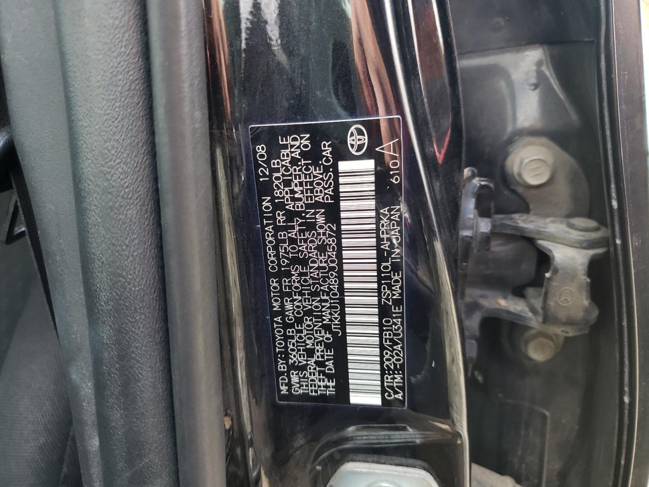 Photo 10 from auction – 2009 TOYOTA SCION XD with VIN JTKKU10489J045872