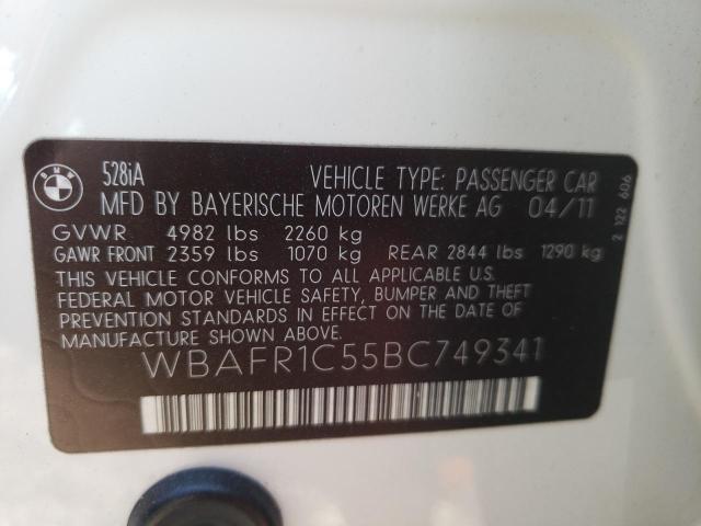 Photo 10 from auction – 2011 BMW 528 I with VIN WBAFR1C55BC749341