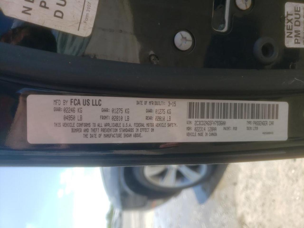 Photo 10 from auction – 2015 DODGE CHALLENGER with VIN 2C3CDZAG5FH793600