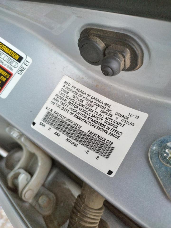 Photo 10 from auction – 2011 HONDA CIVIC VP with VIN 2HGFA1F30BH535232