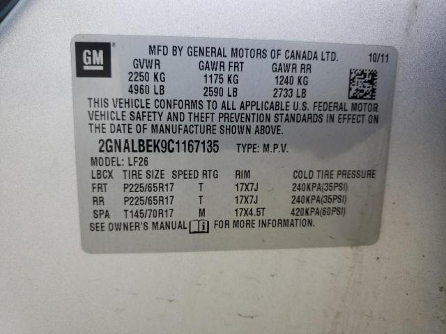 Photo 10 from auction – 2012 CHEVROLET EQUINOX LS with VIN 2GNALBEK9C1167135