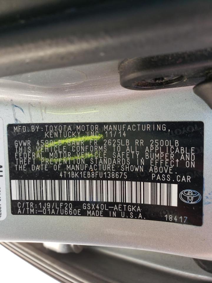 Photo 10 from auction – 2015 TOYOTA AVALON XLE with VIN 4T1BK1EB8FU138675