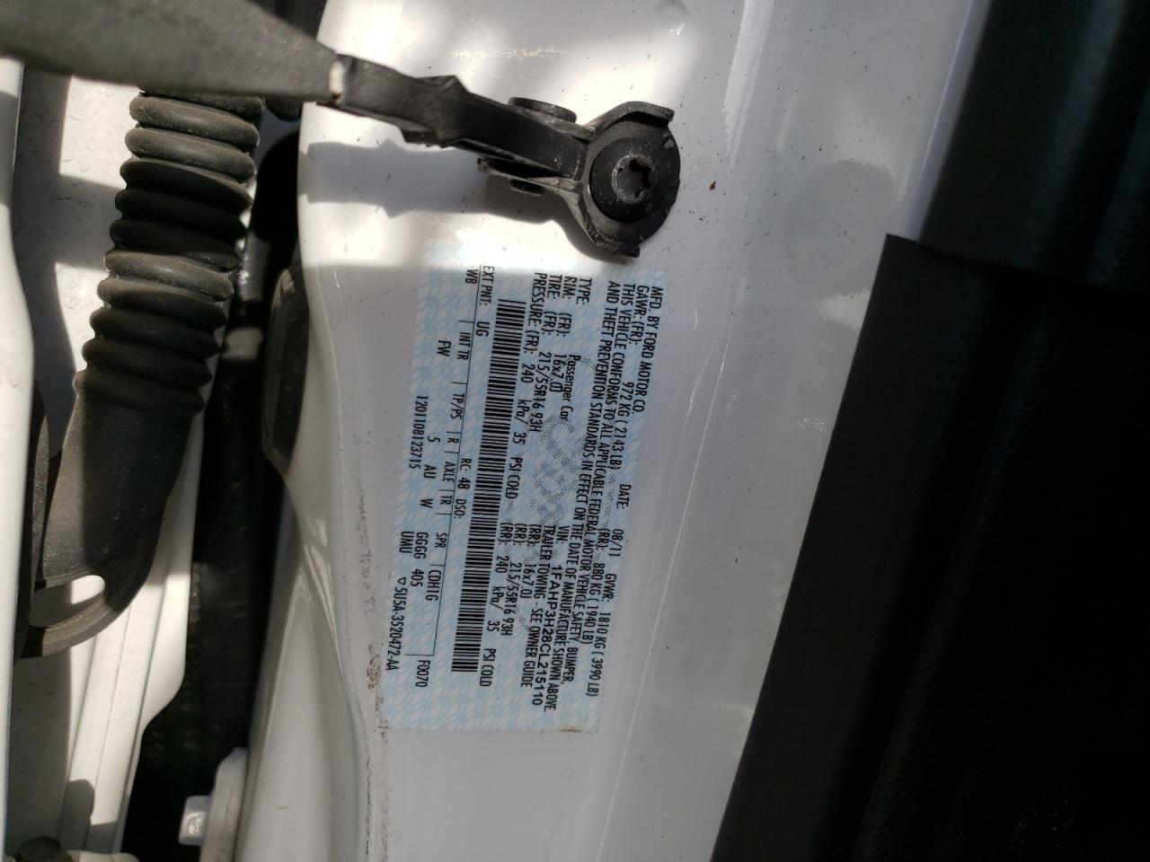 Photo 10 from auction – 2012 FORD FOCUS SEL with VIN 1FAHP3H28CL215110