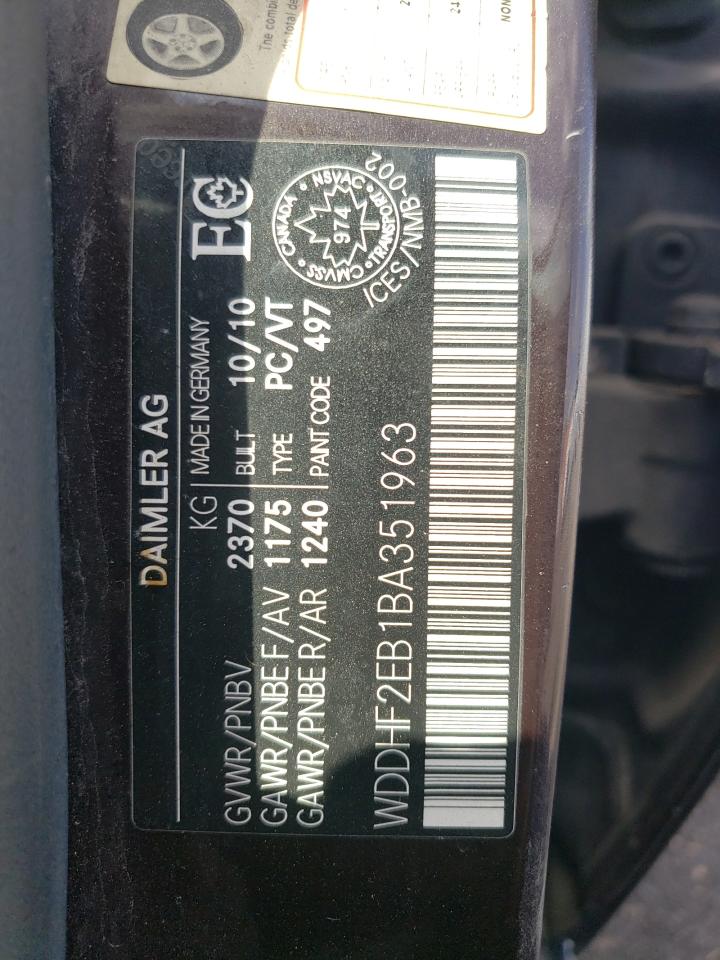 Photo 10 from auction – 2011 MERCEDES-BENZ E 350 BLUE with VIN WDDHF2EB1BA351963