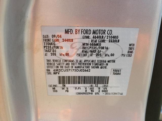 Photo 10 from auction – 2005 MERCURY MARINER with VIN 4M2CU57175DJ02662