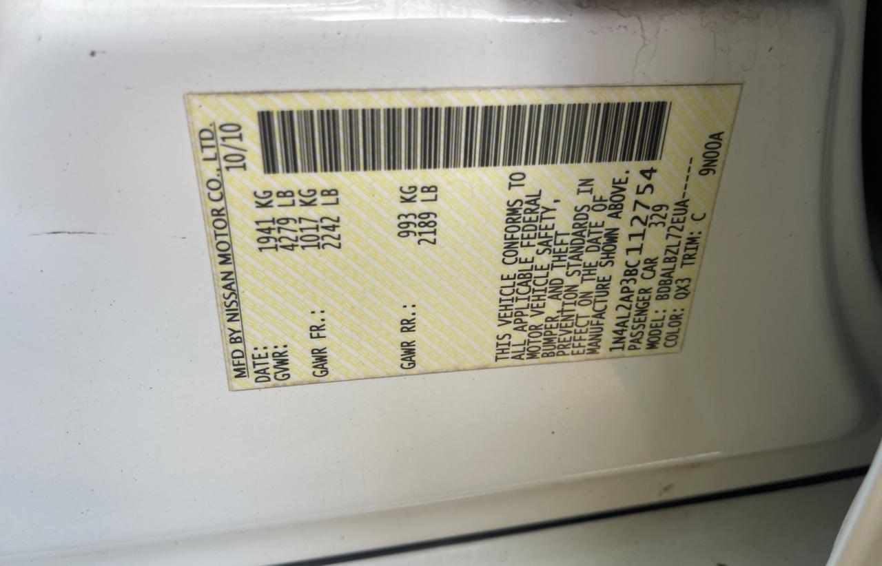 Photo 10 from auction – 2011 NISSAN ALTIMA BAS with VIN 1N4AL2AP3BC112754