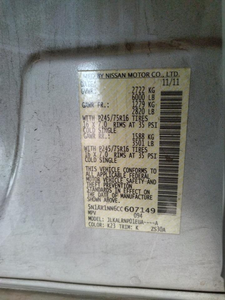Photo 10 from auction – 2012 NISSAN PATHFINDER with VIN 5N1AR1NN6CC607149
