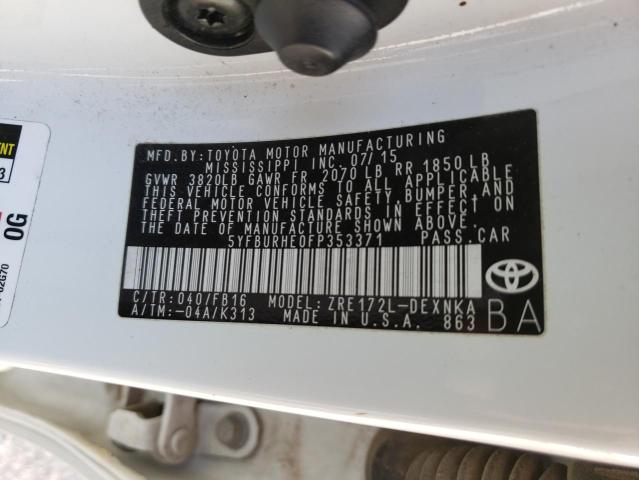 Photo 10 from auction – 2015 TOYOTA COROLLA L with VIN 5YFBURHE0FP353371