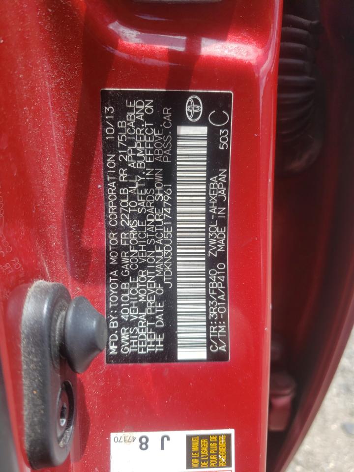 Photo 10 from auction – 2014 TOYOTA PRIUS with VIN JTDKN3DU5E1747961