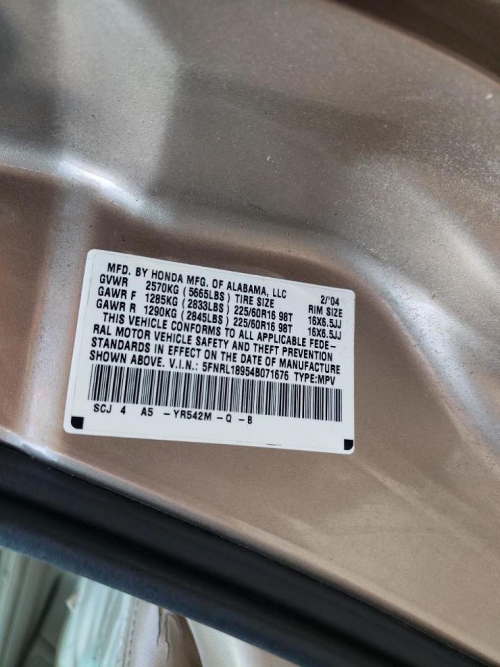 Photo 10 from auction – 2004 HONDA ODYSSEY EX with VIN 5FNRL18954B071676