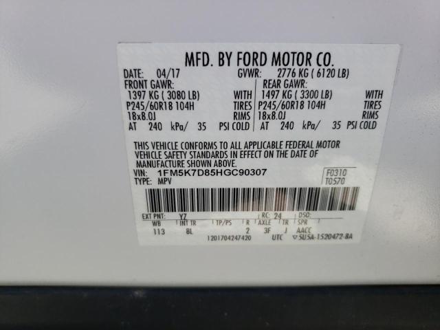 Photo 10 from auction – 2017 FORD EXPLORER X with VIN 1FM5K7D85HGC90307