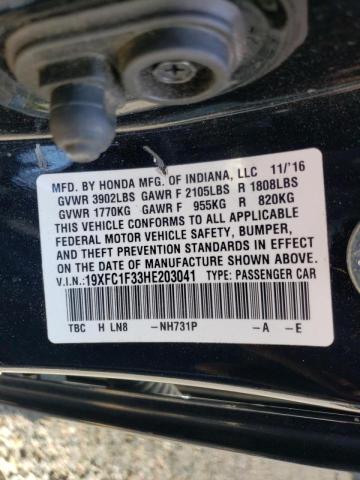 Photo 10 from auction – 2017 HONDA CIVIC EX with VIN 19XFC1F33HE203041