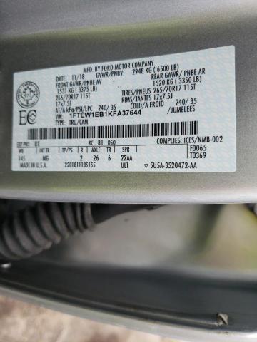 Photo 10 from auction – 2019 FORD F150 SUPER with VIN 1FTEW1EB1KFA37644