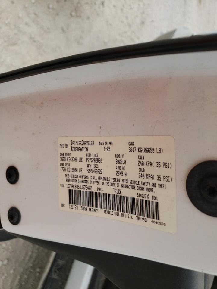 Photo 10 from auction – 2005 DODGE RAM 1500 S with VIN 1D7HA18D55J573402