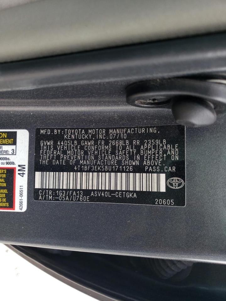 Photo 10 from auction – 2011 TOYOTA CAMRY BASE with VIN 4T1BF3EK5BU171126
