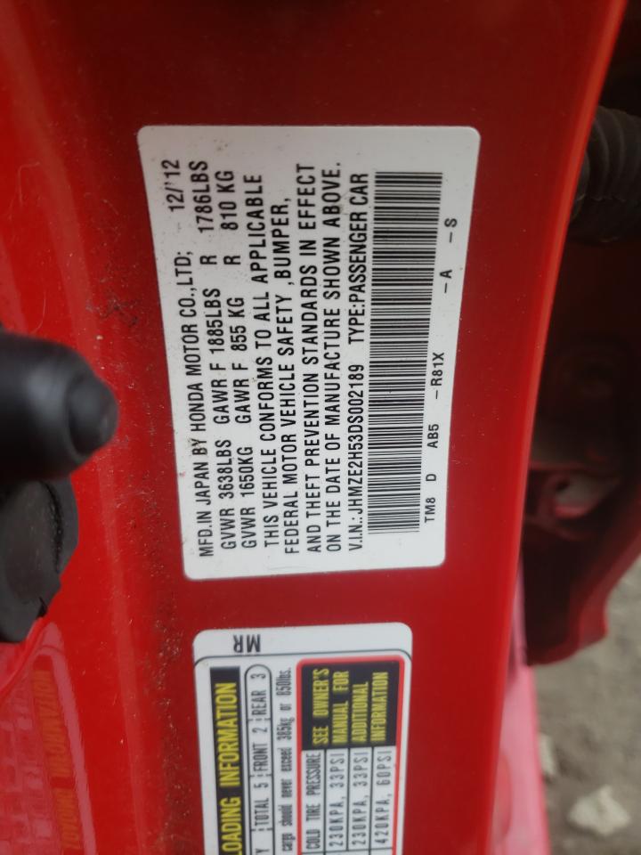 Photo 10 from auction – 2013 HONDA INSIGHT LX with VIN JHMZE2H53DS002189