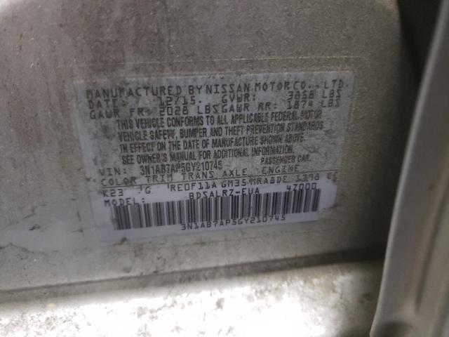 Photo 10 from auction – 2016 NISSAN SENTRA S with VIN 3N1AB7AP5GY210745