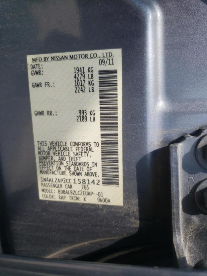 Photo 10 from auction – 2012 NISSAN ALTIMA with VIN 1N4AL2AP2CC158142