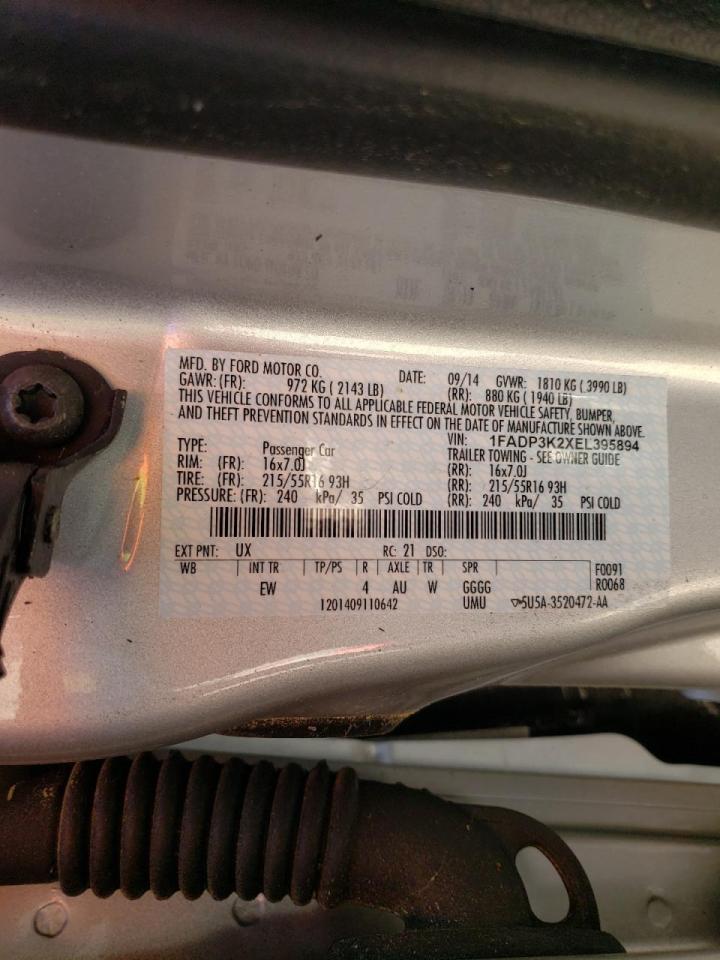 Photo 10 from auction – 2014 FORD FOCUS SE with VIN 1FADP3K2XEL395894