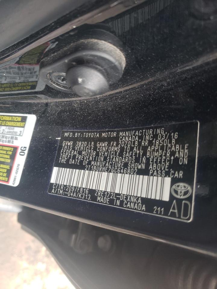 Photo 10 from auction – 2016 TOYOTA COROLLA L with VIN 2T1BURHE7GC646802