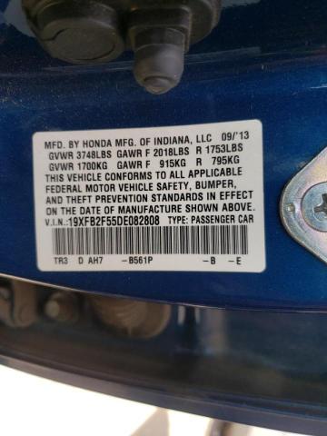 Photo 10 from auction – 2013 HONDA CIVIC LX with VIN 19XFB2F55DE082808
