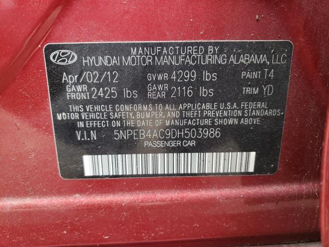Photo 10 from auction – 2013 HYUNDAI SONATA GLS with VIN 5NPEB4AC9DH503986