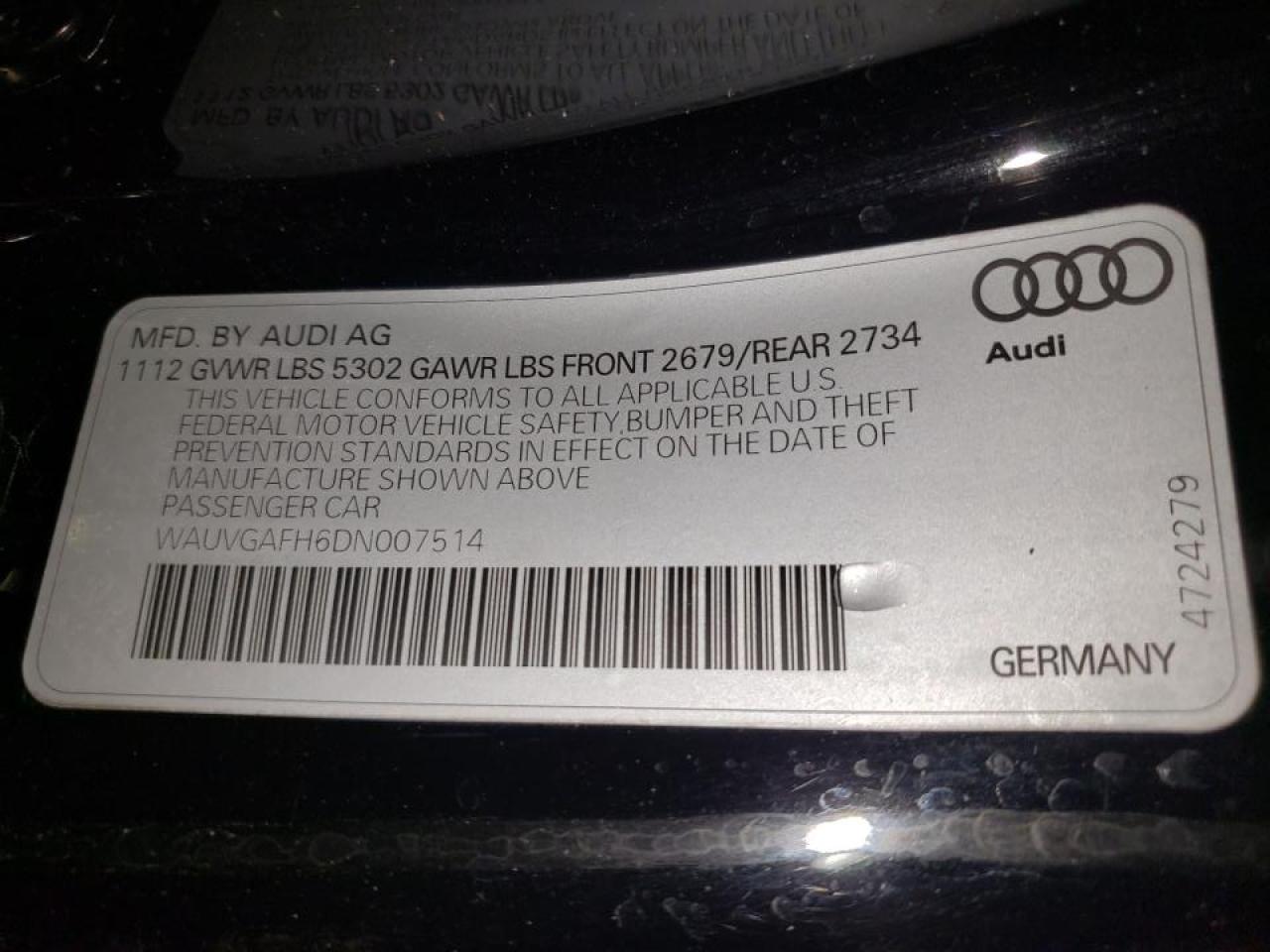 Photo 10 from auction – 2013 AUDI S5 PRESTIG with VIN WAUVGAFH6DN007514