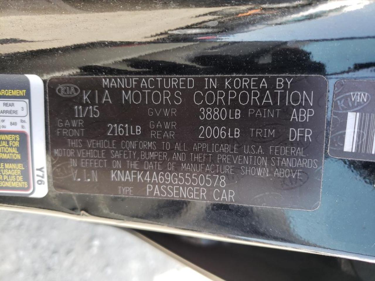Photo 10 from auction – 2016 KIA FORTE LX with VIN KNAFK4A69G5550578