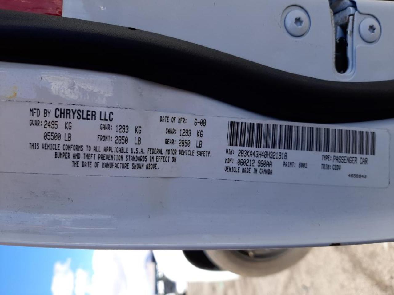 Photo 10 from auction – 2008 DODGE CHARGER with VIN 2B3KA43H48H321918