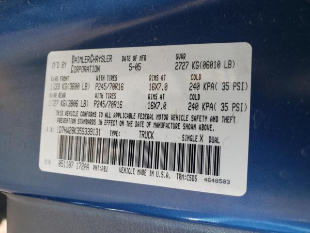 Photo 10 from auction – 2005 DODGE DAKOTA QUA with VIN 1D7HW28K35S339131