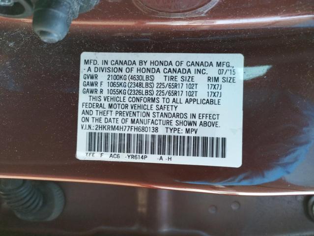 Photo 10 from auction – 2015 HONDA CR-V EXL with VIN 2HKRM4H77FH680138